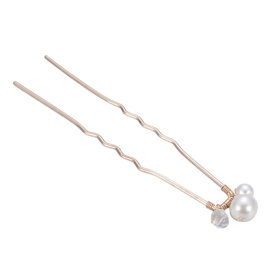 2019新款韩式简约仿珍珠新娘发簪首饰 手工串珠发钗婚纱配饰单只|ms
