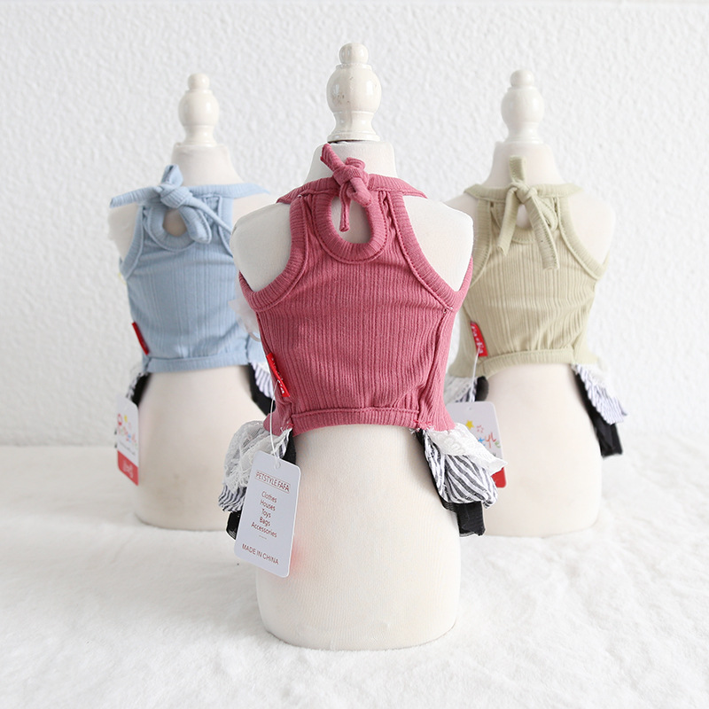 竖条胸花拼布裙