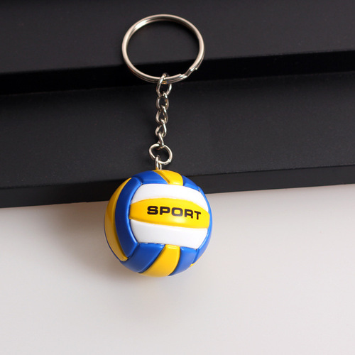 Sports keychain basketball volleyball football PU leather simulation ball pendant fan supplies creative small gifts