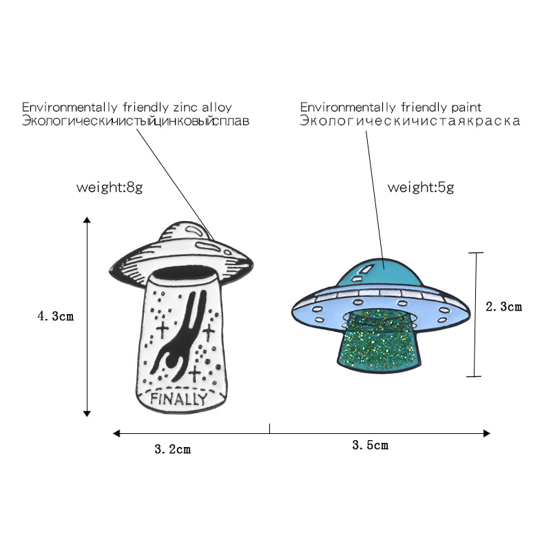 13g Weight Brooches Classification Holiday Occasion Alloy Material Cartoon, Ship, Spaceship Pattern Unisex Gender Funny Style Enamel, Plating Craft Funny Pin Cartoon Ship Spaceship Alloy Plating Unisex Brooches 无