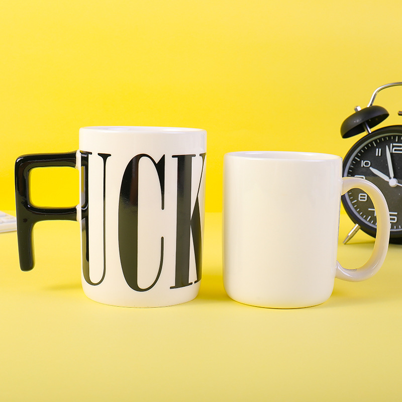 Creative Large Capacity Fake Ceramic Cup Fuck letters Mark Cup…