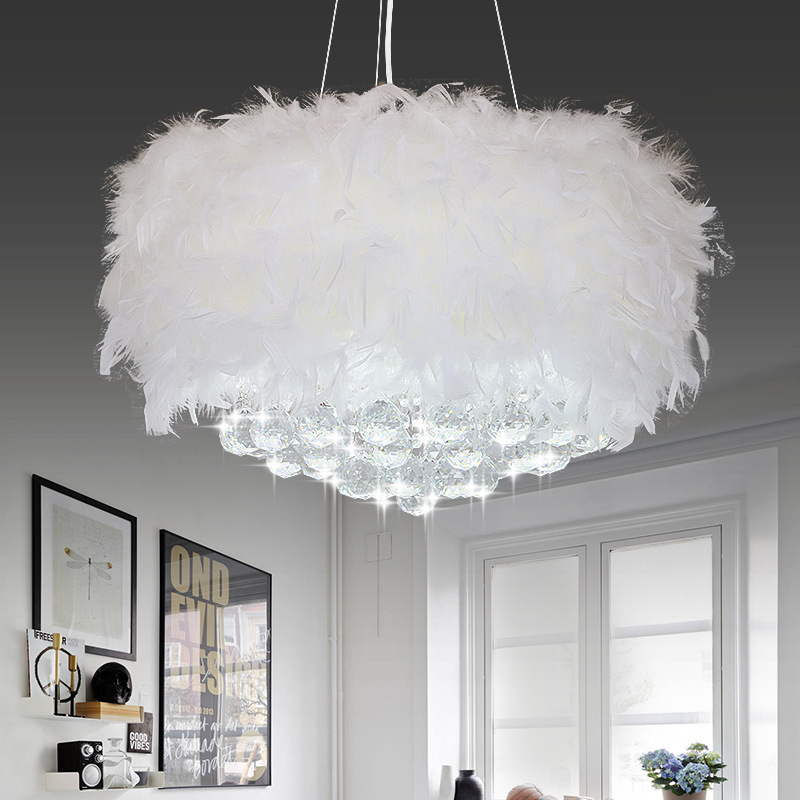 Simple Cross-Border E-Commerce Modern Pastoral European and American Personalized Clothing Exhibition Hall Decoration Crystal Feather Chandelier