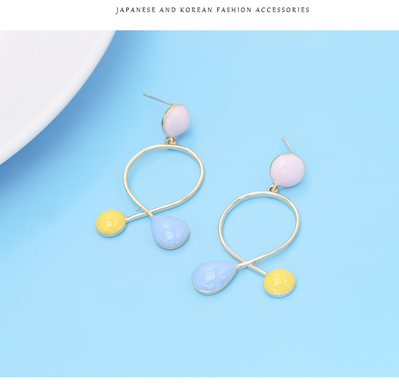 Temperament Simple Geometric Drop Oil Painted Earrings Earrings display picture 7