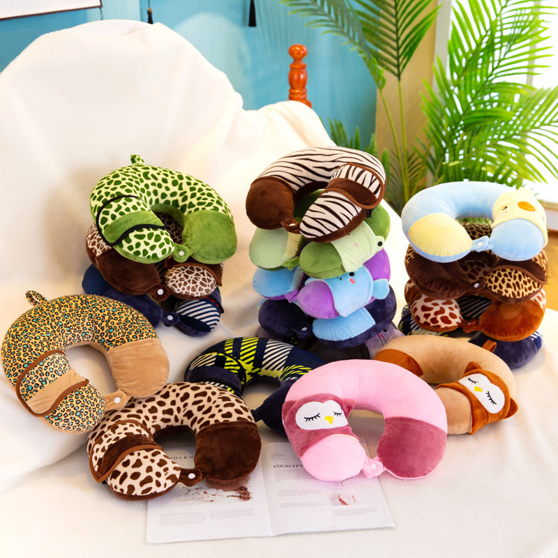Almohada cervical creativa con diseño animal en forma de U con antifaz dos en uno regalo promocional personalizable