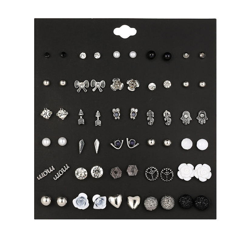 30 Pairs Of Silver-plated Owl Pearl Earrings Set Wholesale Fashion Jewelry display picture 6