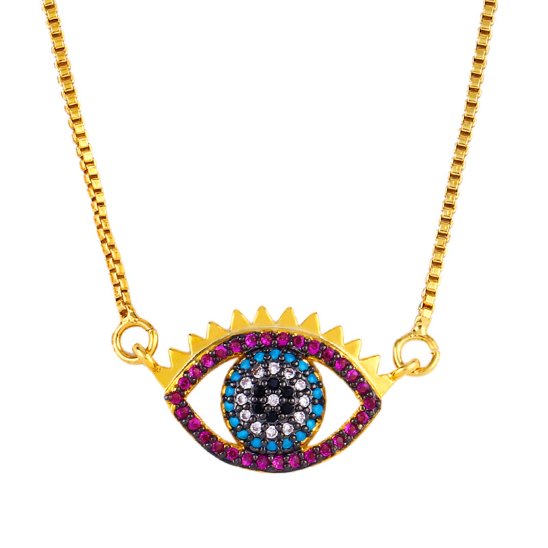 201 new diamond necklace drop oil eye pendant female sweater chain