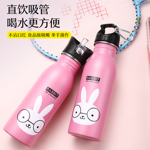 K601 American children's pot 304 stainless steel sports water bottle straw cup fashionable cup Amazon cross-border
