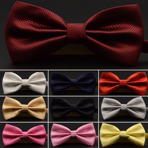 Korean style British men's groom's best man's knot wedding formal red black plaid bow tie suit shirt bow