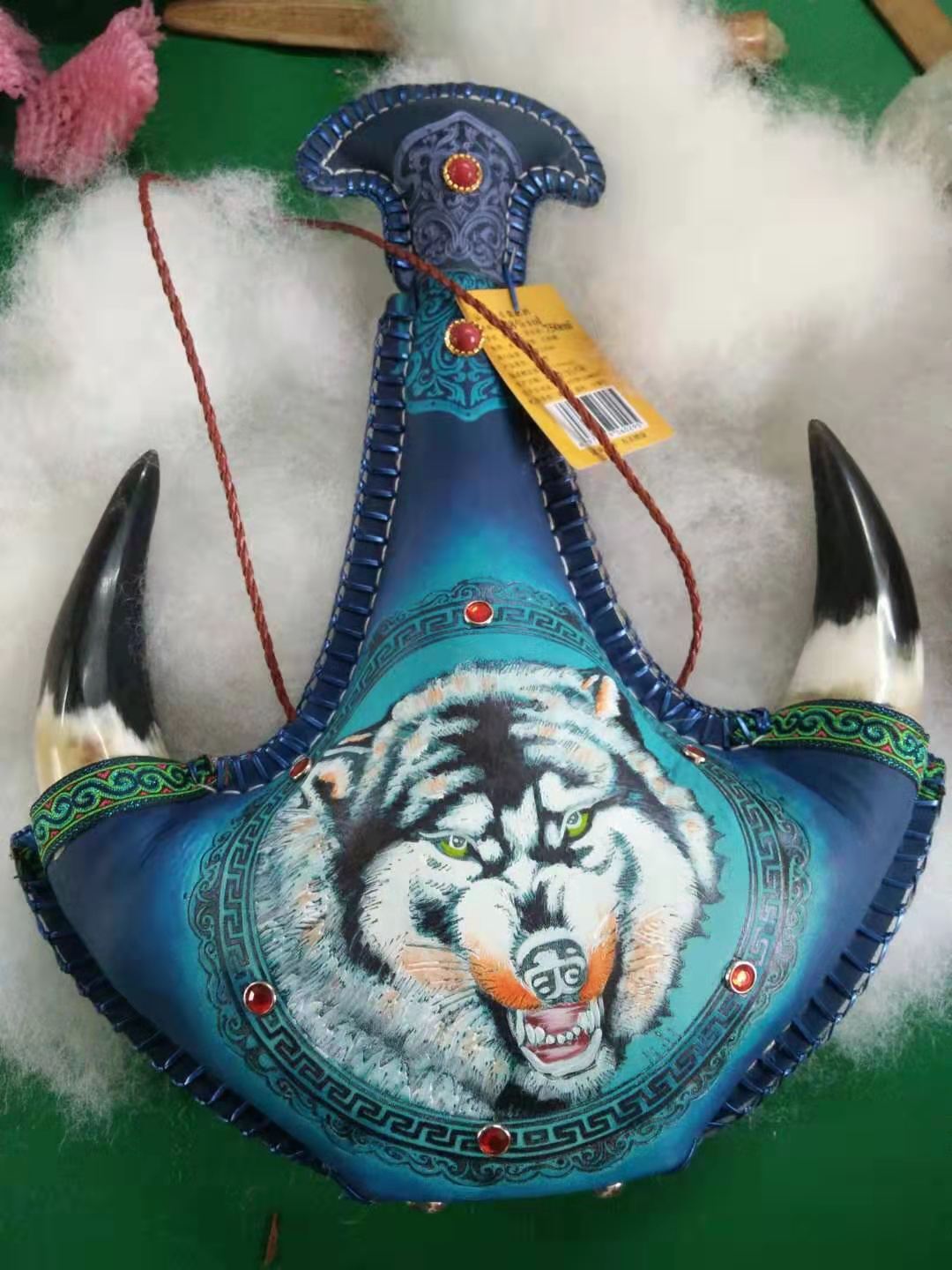 内蒙古皮囊750毫升真皮真牛角皮囊6图案可选