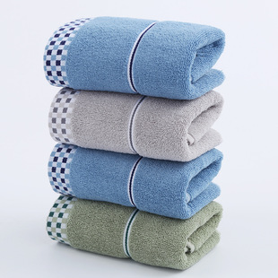 New cotton towel Plaid edge face towel soft absorbent supermarket hotel gift creative towel wholesale