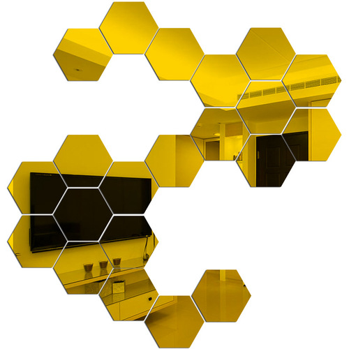12.6X11 and 10X8.7 hexagonal mirror wall sticker direct factory supply, non-toxic and environmentally friendly with backing adhesive, 3D effect