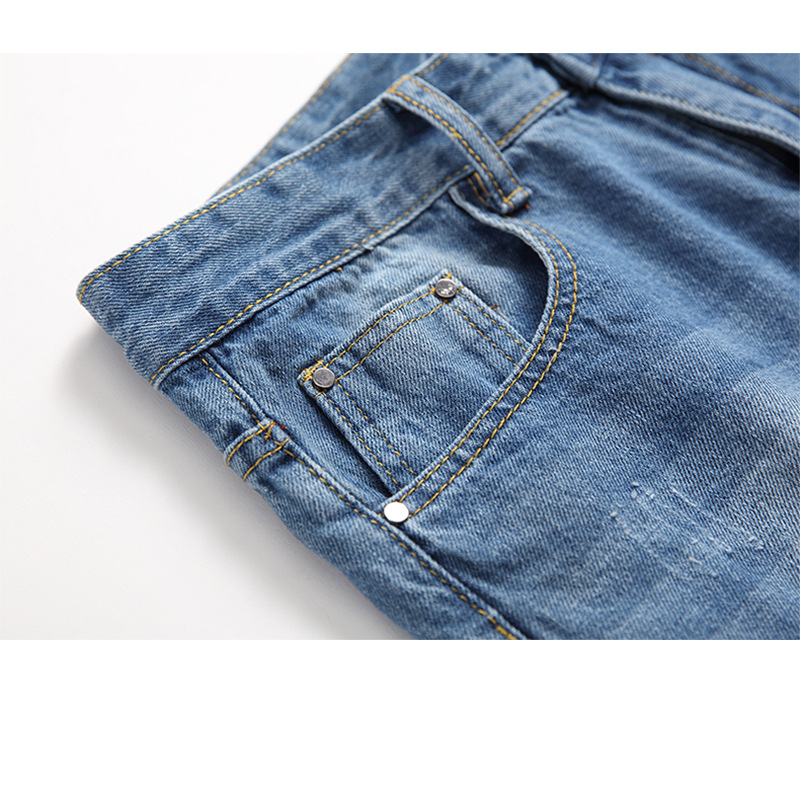 Men's new distressed jeans, fashionable and casual straight leg jeans_voghion.com