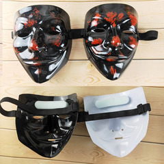 全網熱銷冷光黑色V字迷彩款PVC出口專供訂製私人加工鬼步舞面具