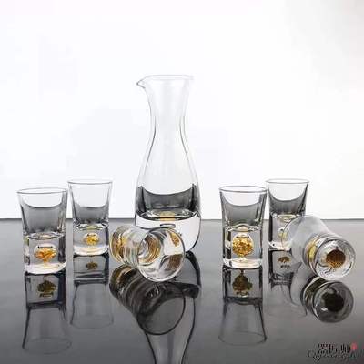 originality Gold foil Wine The thickness of the bottom high-grade crystal Glass Wine Glass Gift box packaging Wine separator suit gift customized