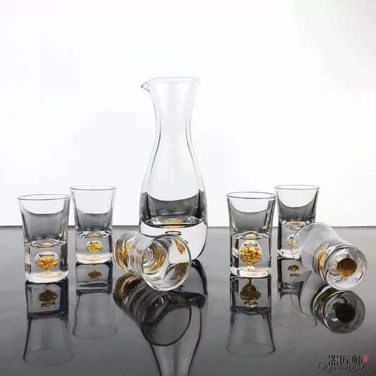 originality Gold foil Wine The thickness of the bottom high-grade crystal Glass Wine Glass Gift box packaging Wine separator suit gift customized