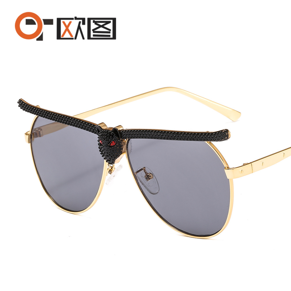 New male and female leopard head with diamond Sunglasses European and American fashion trend versatile Sunglasses cross border wholesale 9808