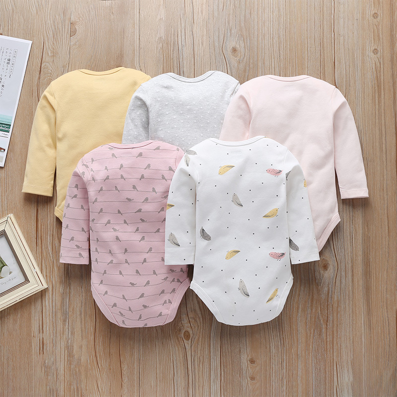 Baby Long-sleeved Spring And Autumn Cartoon Print Baby Romper 5-piece Set display picture 13