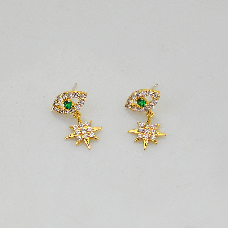 Fashion Exquisite Trend Demon Eye Earrings Snowflake Diamond Stud Earrings Star Short Earrings Nihaojewelry display picture 6