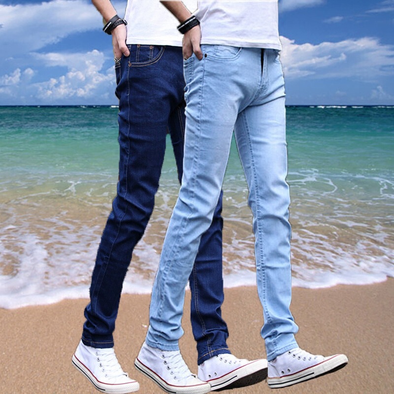 Men's Jeans Slim-fit Leg Casual Elastic Men's Pants Spring and Autumn Korean Teen Trendy Cheap Wholesale