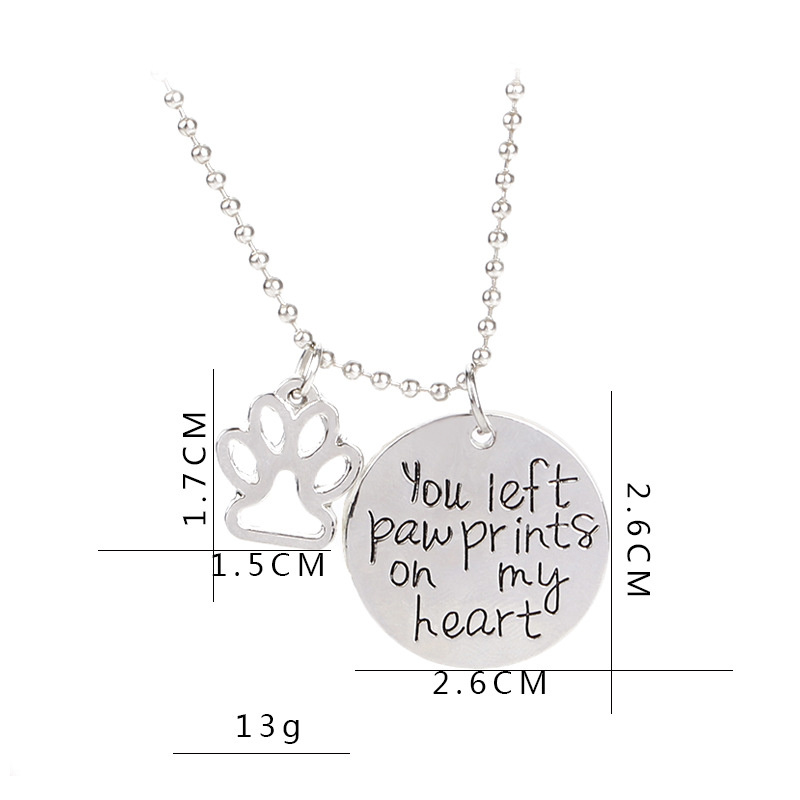 Fashion New  Necklace Letter You Left Paw Prints On My Heart Necklace Nihaojewelry Wholesale display picture 1