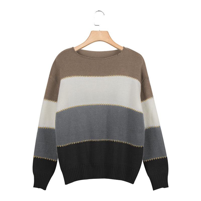 color stitching round neck sweater  NSLK10734