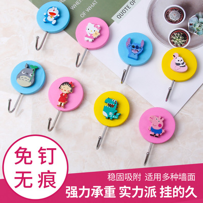 木质挂钩可爱卡通家用厨房强力免打孔粘钩长颈鹿恐龙汽车动物挂钩|ms