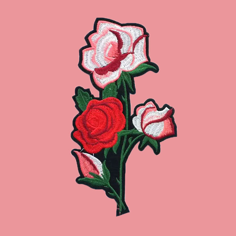 玫瑰花朵补丁贴 鞋帽包包配饰装饰布贴 花朵刺绣服装装饰布贴