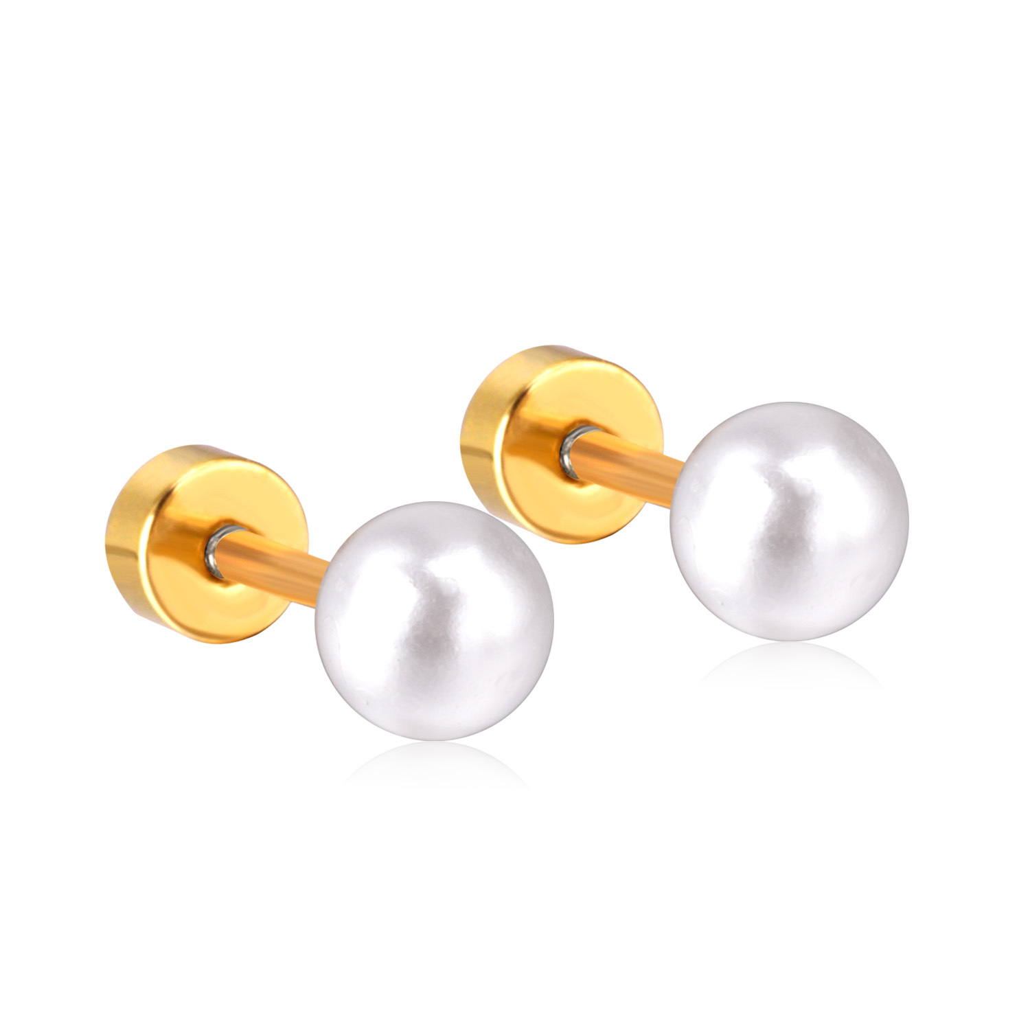 Fashion Geometric Stainless Steel Plating Pearl Ear Studs 1 Pair display picture 1