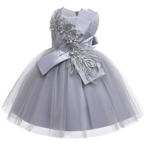 Cross-border exclusive children's formal dress with large bow applique — Princess-style gown, girls' wedding-style puffy runway dress