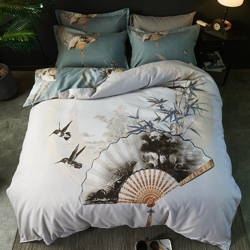 微商爆款网红大版花印花磨毛四件套 加厚活性印花四件套一件代发