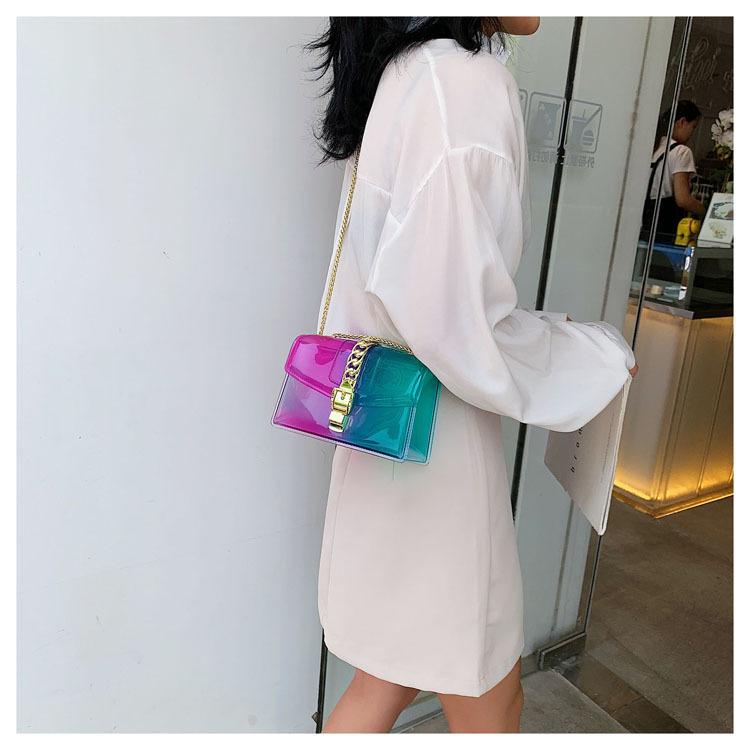 Fashion Transparent Candy Color Chain Messenger Bag display picture 2