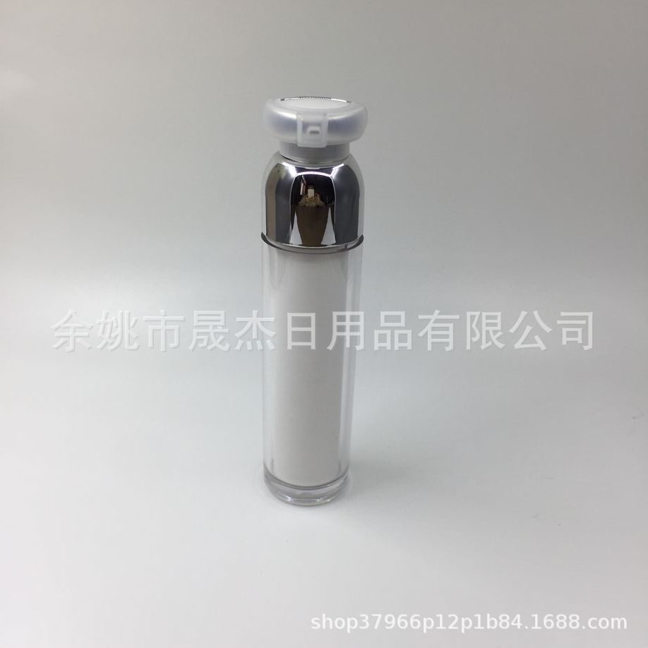 50ml新款AS双层镜面蘑菇瓶 韩式漆面圆顶锁扣式真空乳液瓶
