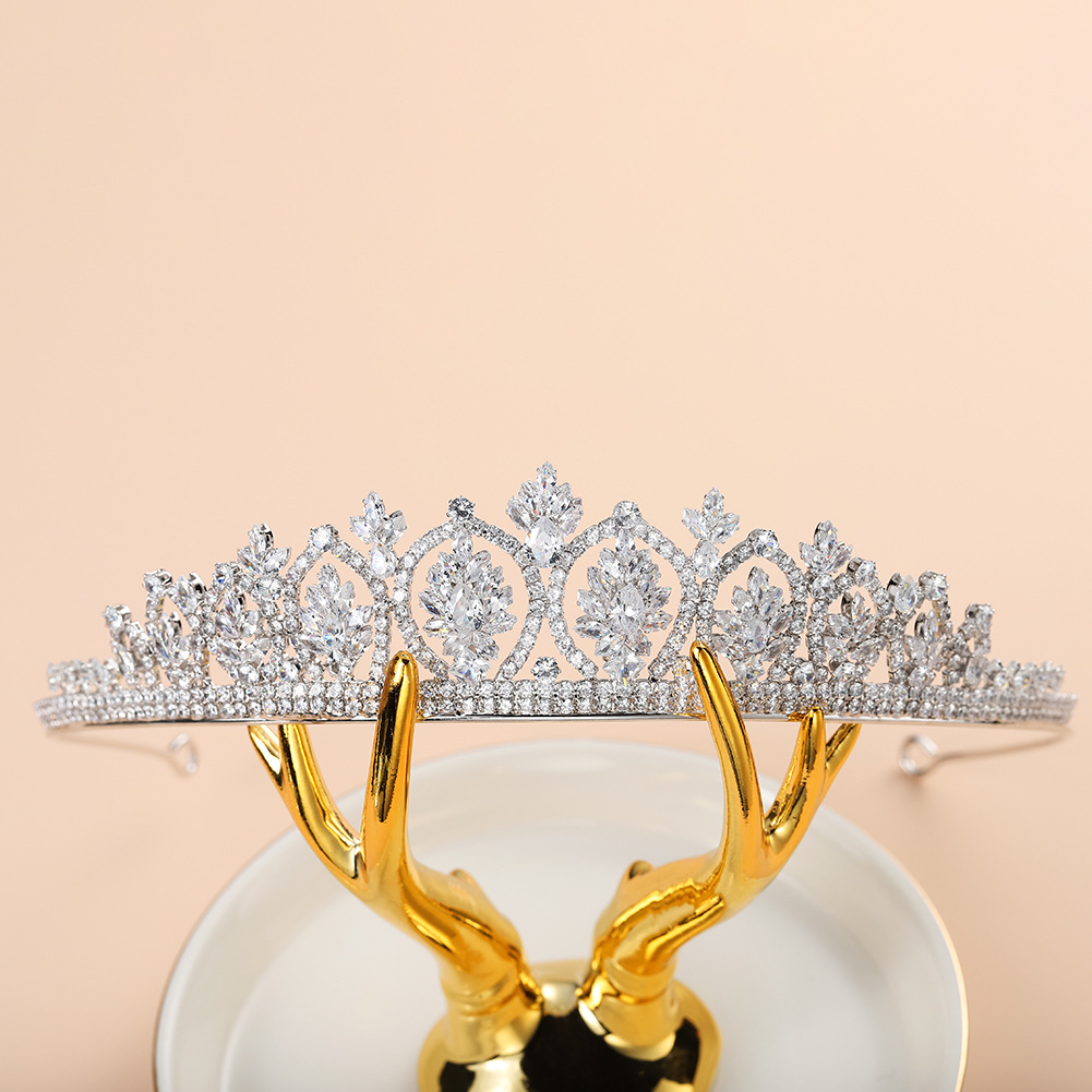 Fashion New Crown Diamond Headband Zircon Crown Bridal Headdress Wedding Jewelry display picture 3