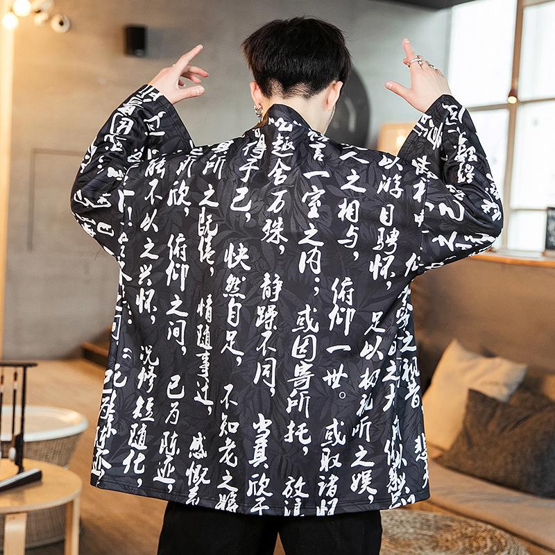 2019 verano nuevo estilo chino gabardina de los hombres retro juventud kimono cardigan tendencia capa de los hombres al por mayor