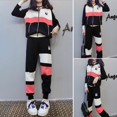 30079# Li Xiang Real shot Large 2019 new pattern Autumn Fat women Fat sister Show thin Two piece set