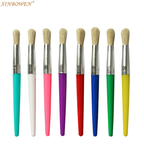 Cross-border oil painting brushes, 4 candy-colored bristle watercolor pens, round-head plastic pole, hollow graffiti brush set