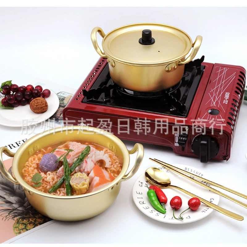 Оптовая Korean Ramen Осень Набор для лапши Pot желтый алюминиевый упрощает суповый горшок Douyin мгновенная лапша Каршутанг тот же маленький горячий горшок