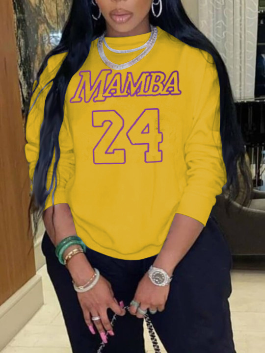 printed letters and numbers 24MAMBA round neck long sleeve ladies sweatershirt nihaostyles clothing wholesale NSZZF71007