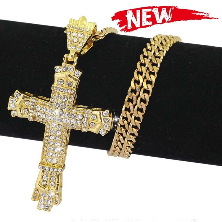 wish hot selling hip-hop cross necklace...