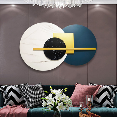 现代轻奢金属壁饰创意圆形壁挂客厅墙面装饰挂件酒店样板房软装|ms