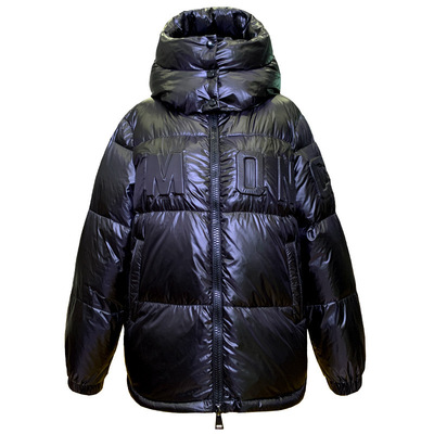 2020新款冬裝保暖加厚亮面羽絨服男女同款連帽字母白鴨絨外套歐美