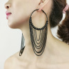 Long universal metal earrings with tassels, chain, European style, wholesale