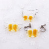 Amusing earrings, funny three dimensional resin, wineglass, ear clips, silver 925 sample, South Korea, no pierced ears