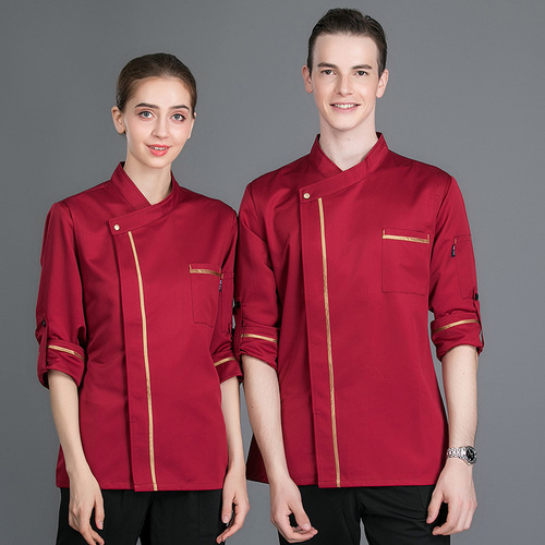 Chef overalls Chef clothing long sleeve Hotel Restaurant Restaurant pastry shop hot pot shop buffet staff Phnom Penh fine cotton work clothes