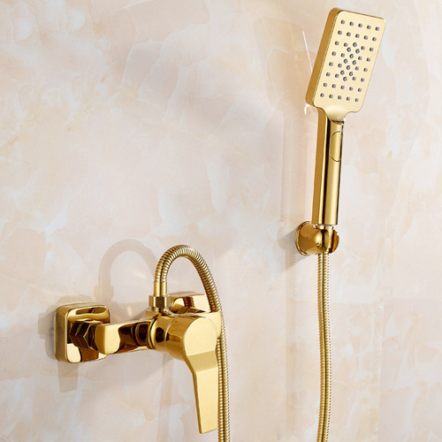 All-copper bathtub triple hot and cold faucet bathroom shower bathroom mixing valve simple shower set bath