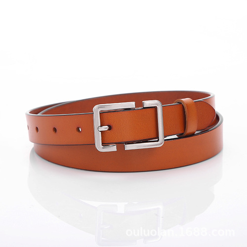 Retro cowhide thin belt women's side buckle fashion casual decorative student pants belt hip hop belt women manufacturer