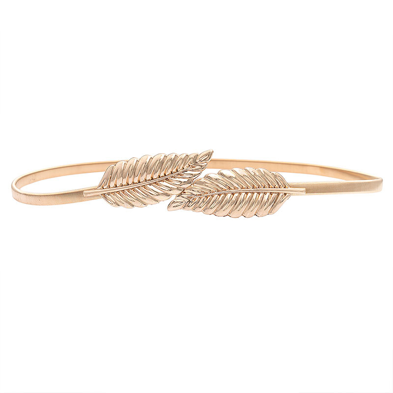 Oro Plata de las mujeres estilo Coreano hojas metal cadena la cintura elástico cinturón Otoño e Invierno Venta caliente