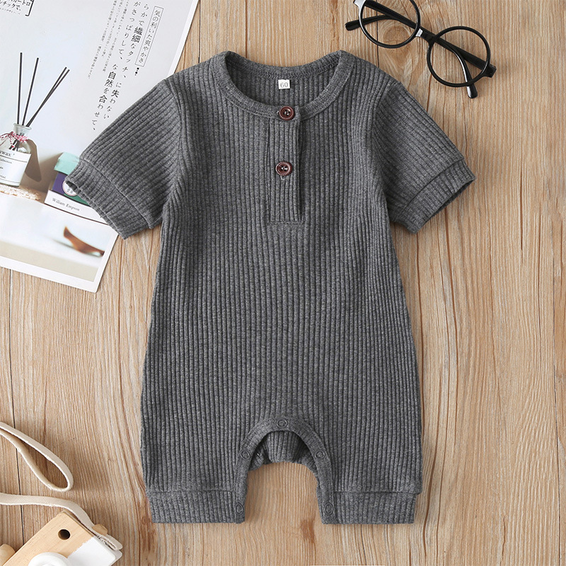 Baby One-piece Solid Color Fashion Summer Short-sleeved Baby Romper display picture 10