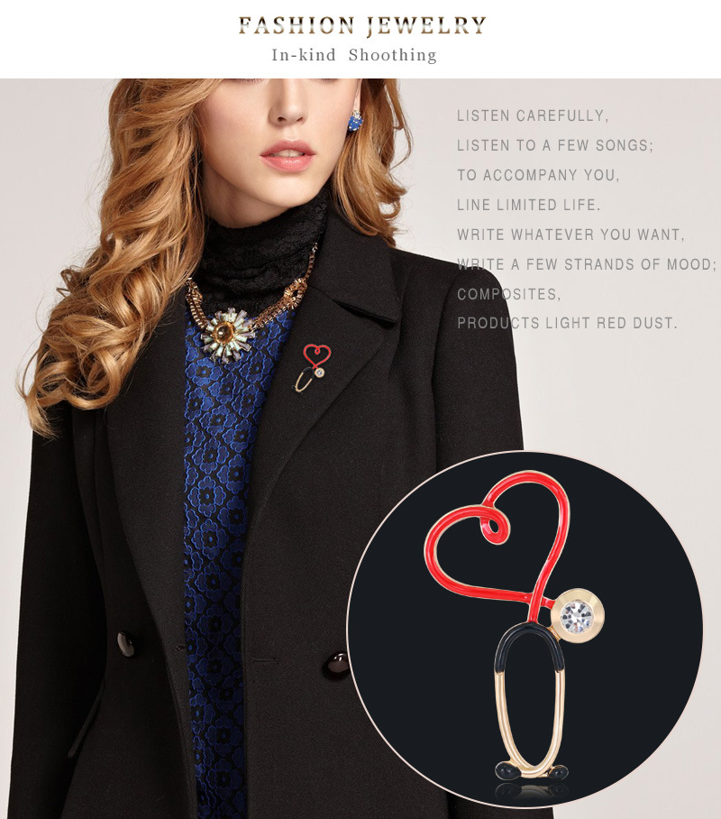 Hot Fashion Temperament Alloy Stethoscope Boys And Girls Brooch Wholesale Nihaojewelry display picture 3