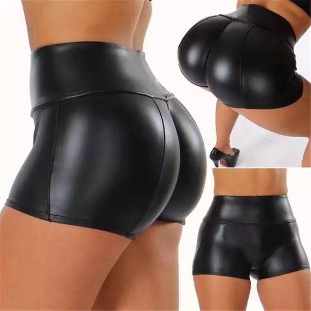 PU Leather Shorts Sexy Women Short Pants...